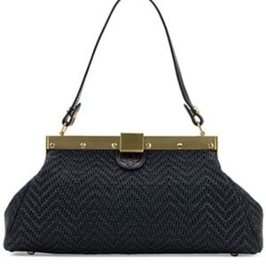 Patricia Nash - Ferrara Woven Raffia Cusco Medium Frame Bag - Color Midnight